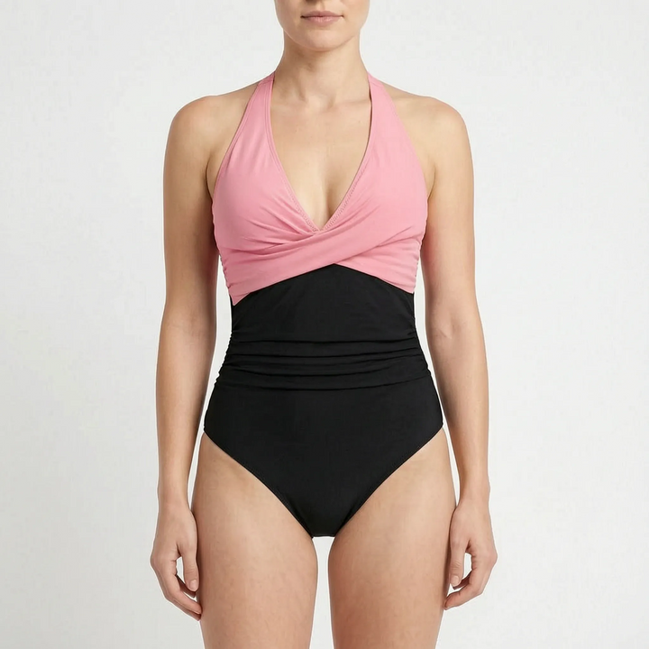 Ruched Halter Neck One-Piece Swimsuit