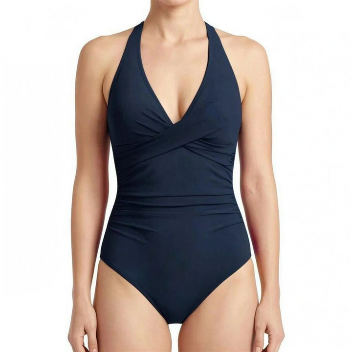 Ruched Halter Neck One-Piece Swimsuit