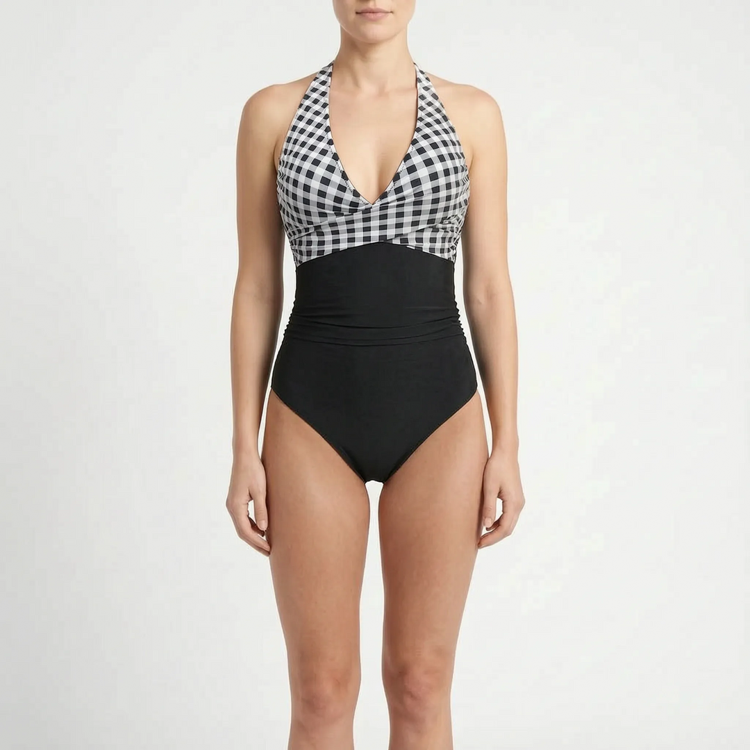 Ruched Halter Neck One-Piece Swimsuit