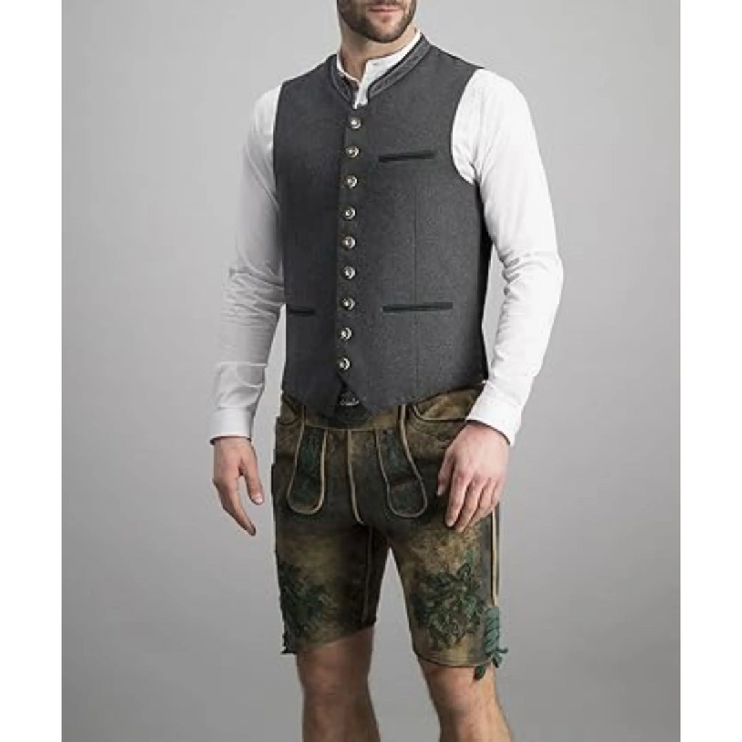 Rupert Men's Traditional Waistcoat with Button Closure, view 2 - Elena Harper