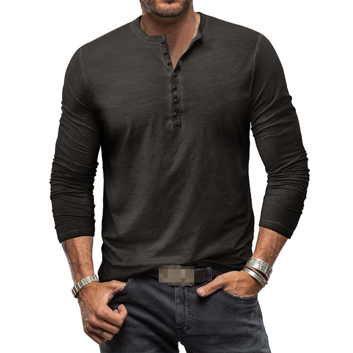 Men's Long Sleeve Henley Shirt for Versatile Style