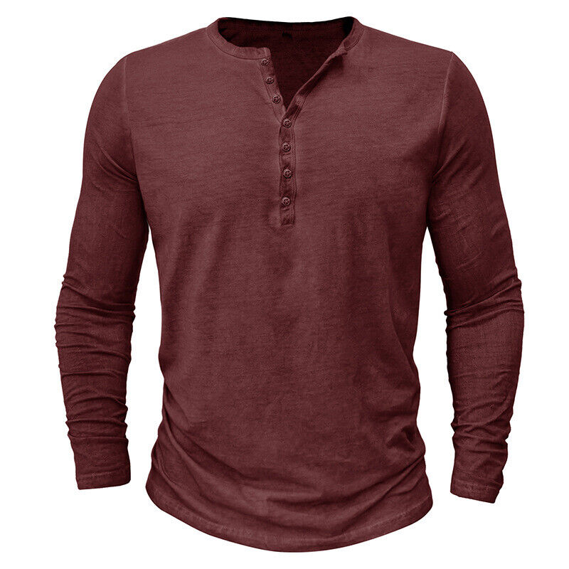 Men's Long Sleeve Henley Shirt for Versatile Style