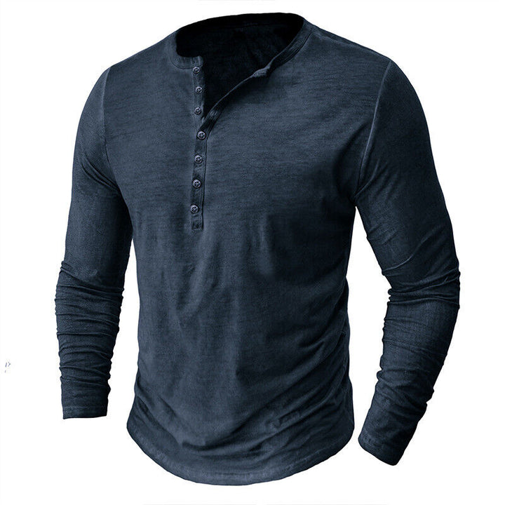 Men's Long Sleeve Henley Shirt for Versatile Style