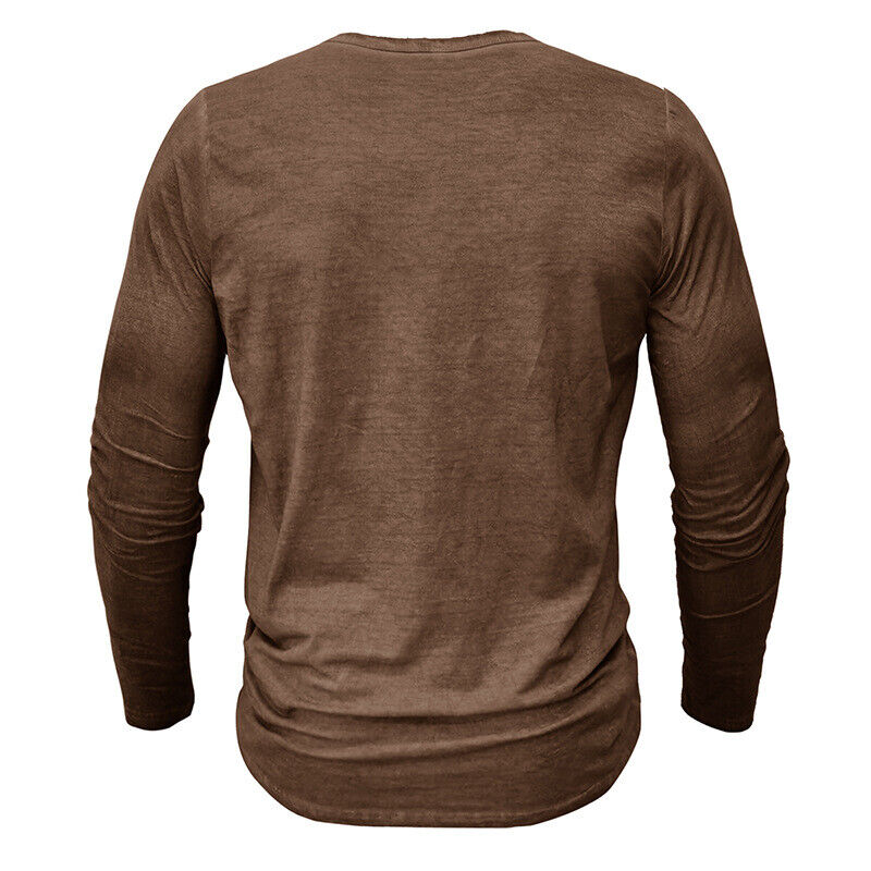 Men's Long Sleeve Henley Shirt for Versatile Style