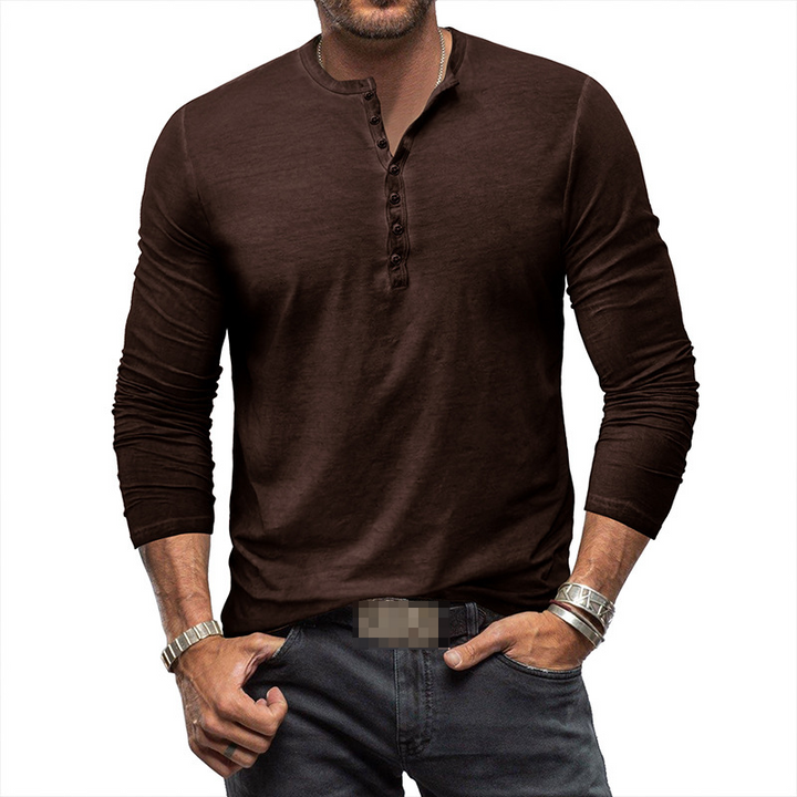 Men's Long Sleeve Henley Shirt for Versatile Style