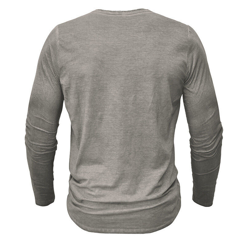 Men's Long Sleeve Henley Shirt for Versatile Style