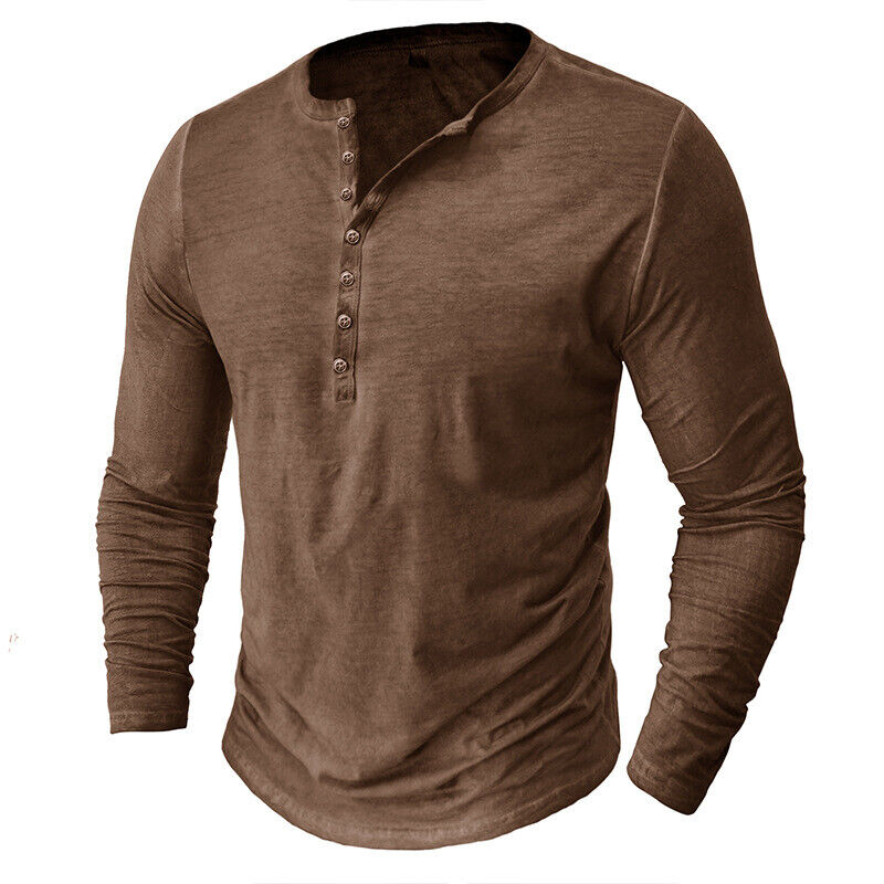 Men's Long Sleeve Henley Shirt for Versatile Style