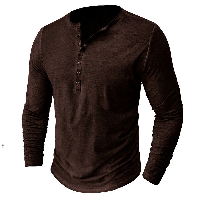 Men's Long Sleeve Henley Shirt for Versatile Style