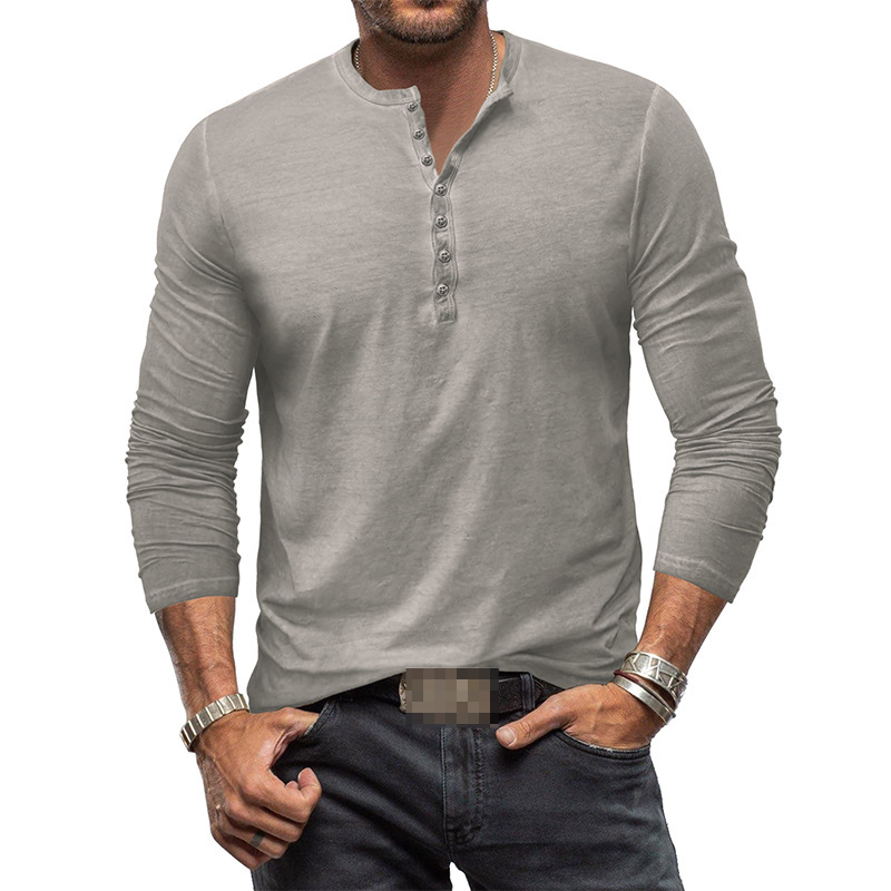 Men's Long Sleeve Henley Shirt for Versatile Style