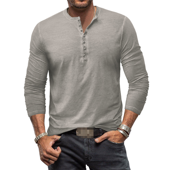 Men's Long Sleeve Henley Shirt for Versatile Style