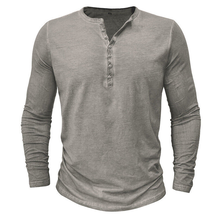 Men's Long Sleeve Henley Shirt for Versatile Style