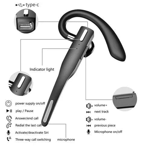 Trucker Dual Mic Bluetooth 5.1 Wireless Headset with Noise Cancellation