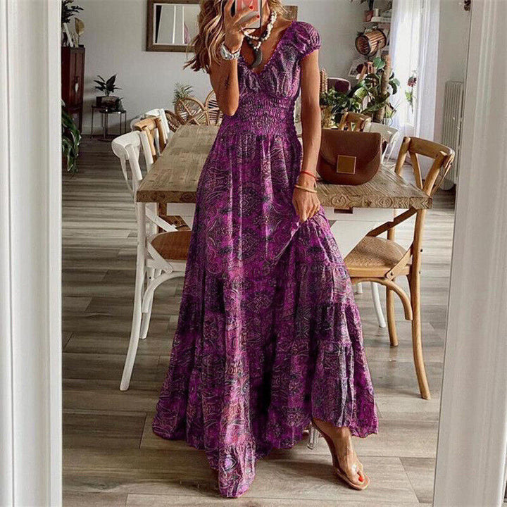 Women's Elegant Boho Maxi Dress - Flattering Long Design