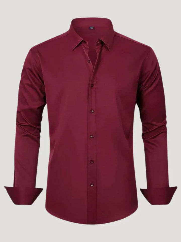 Bordon Non-Iron Stretch Shirt with Button Placket, view 3 - Elena Harper