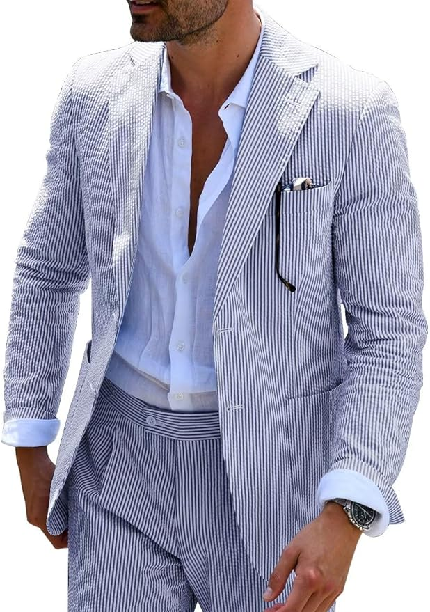 Striped Summer Suit (pants + Jacket) - Elena Harper