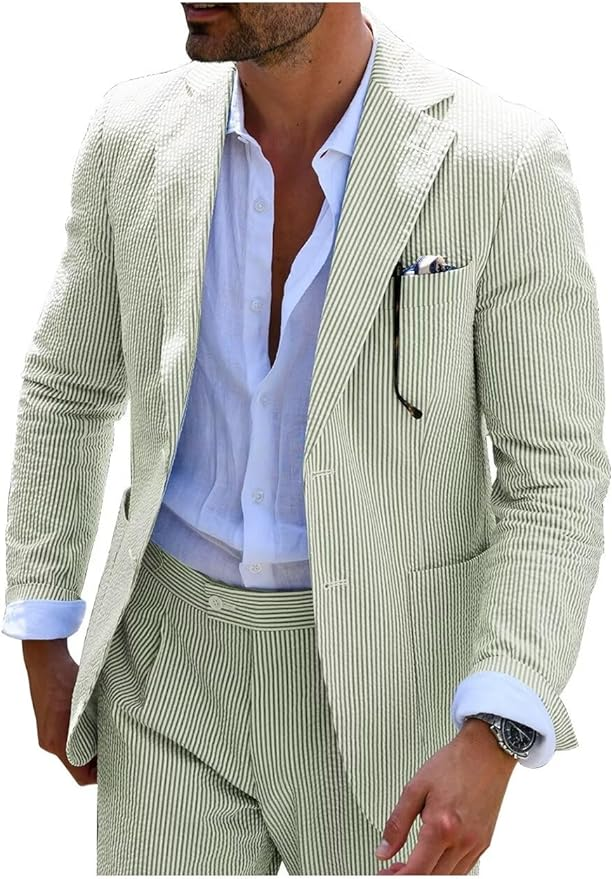 Striped Summer Suit (pants + Jacket) - Elena Harper
