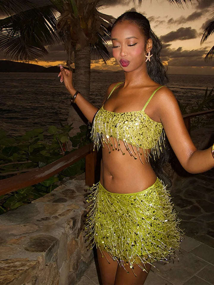 Sequin Tassel Bikini Set, view 4 - Elena Harper