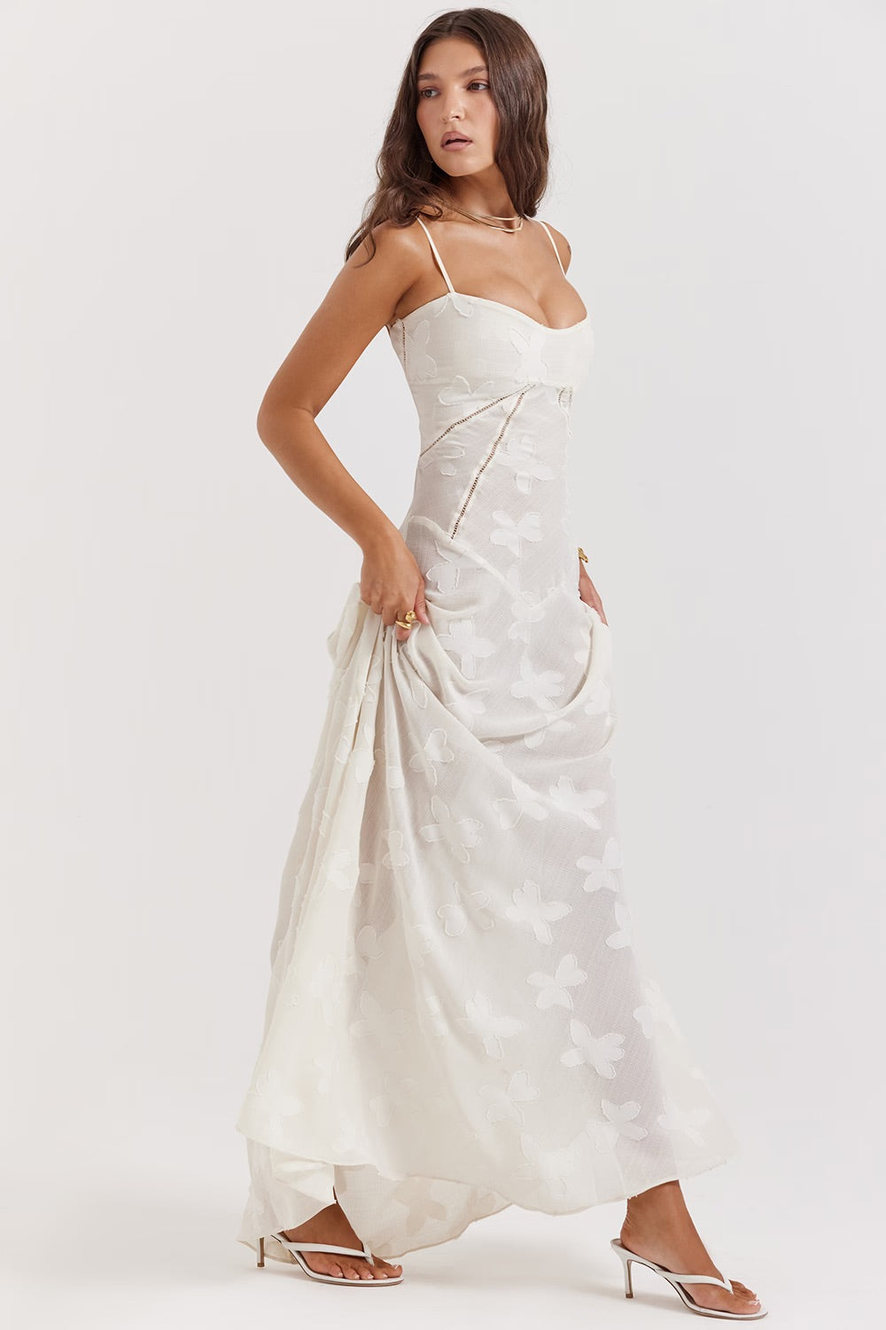 Long Lace Dress with Shiny Fabric | Ideal for Spring and Summer