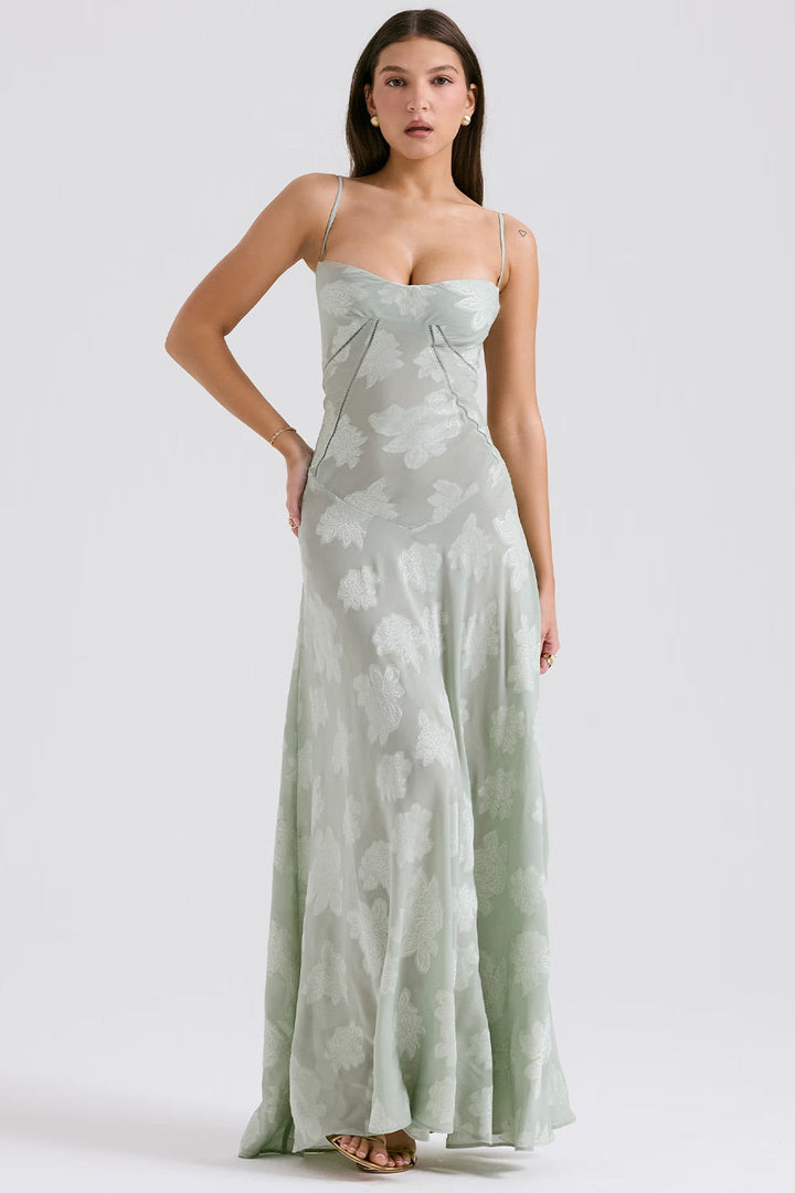 Long Lace Dress with Shiny Fabric | Ideal for Spring and Summer