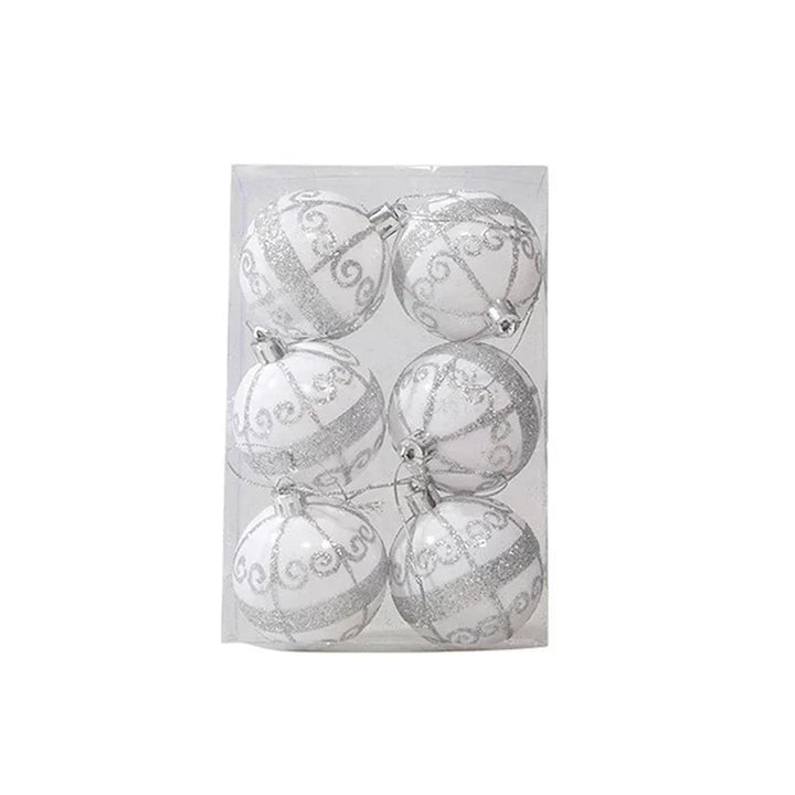 Set of 6 Christmas Tree Baubles with Decorative Patterns - Elena Harper