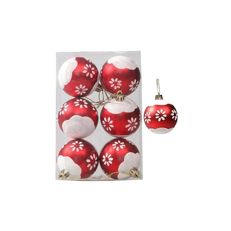 Set of 6 Christmas Tree Baubles with Decorative Patterns, view 5 - Elena Harper