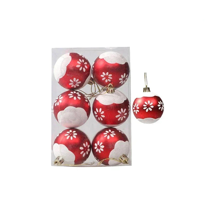 Set of 6 Christmas Tree Baubles with Decorative Patterns, view 5 - Elena Harper