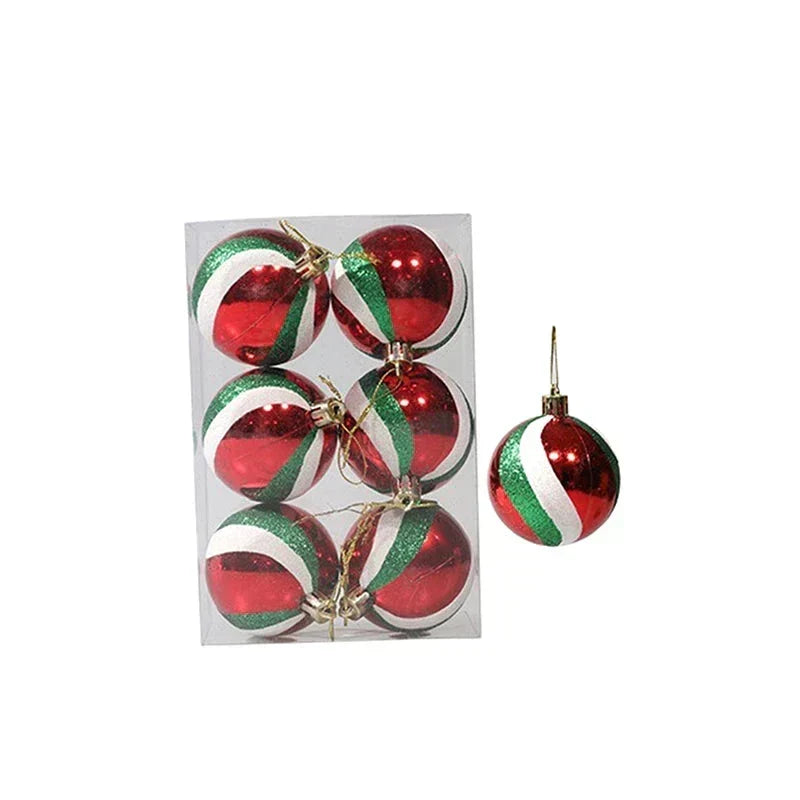 Set of 6 Christmas Tree Baubles with Decorative Patterns, view 6 - Elena Harper
