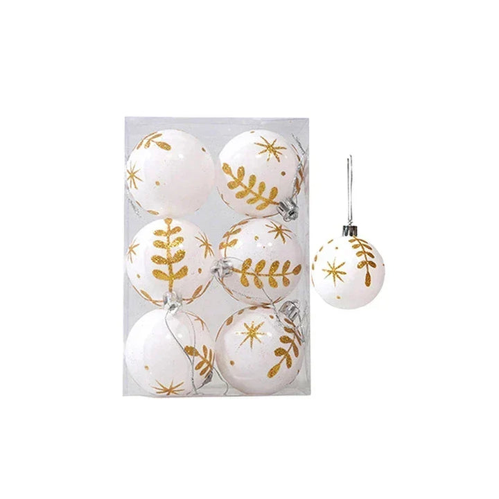 Set of 6 Christmas Tree Baubles with Decorative Patterns, view 9 - Elena Harper