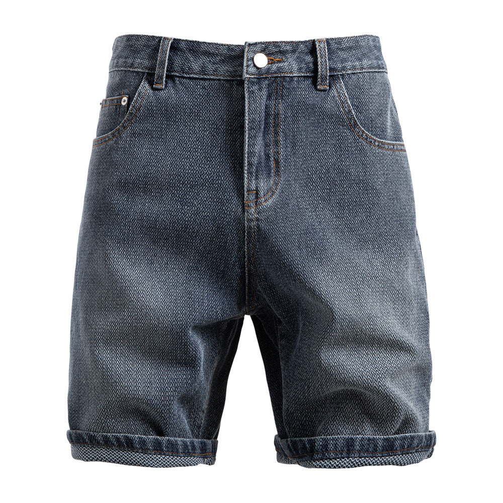 Men's Buttoned Straight Cut Denim Shorts