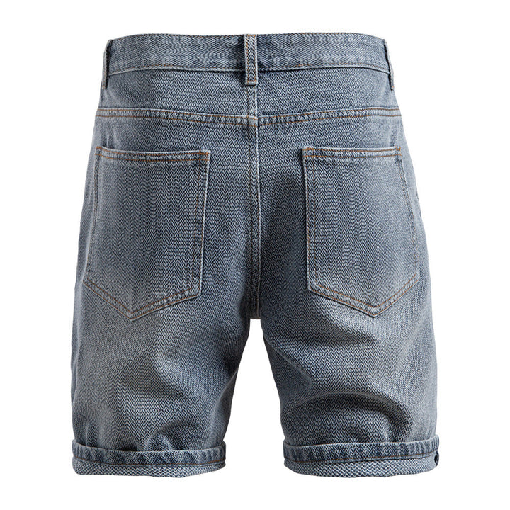 Men's Buttoned Straight Cut Denim Shorts