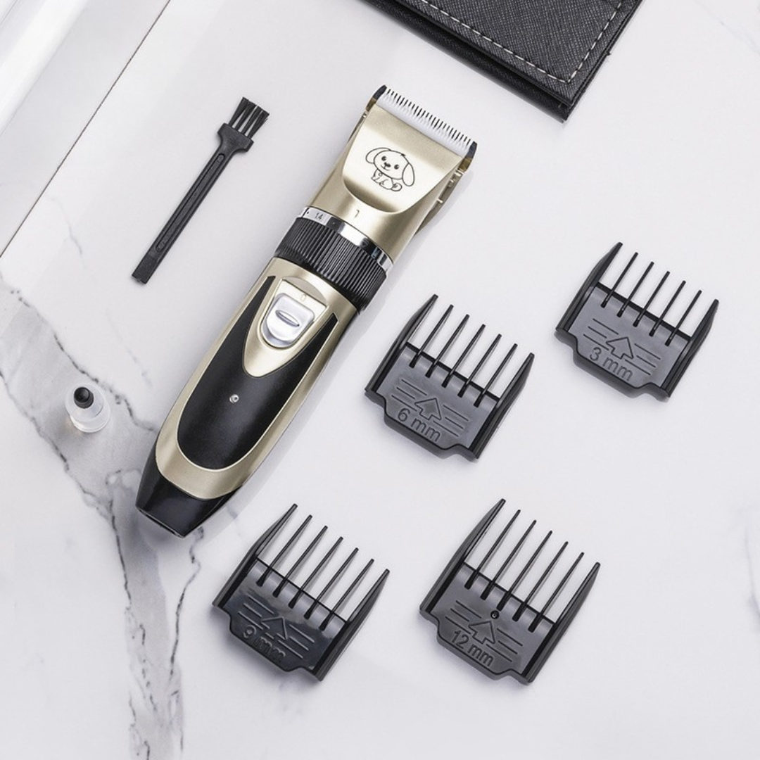 Silent Dog Grooming Trimmer Set with Adjustable Combs