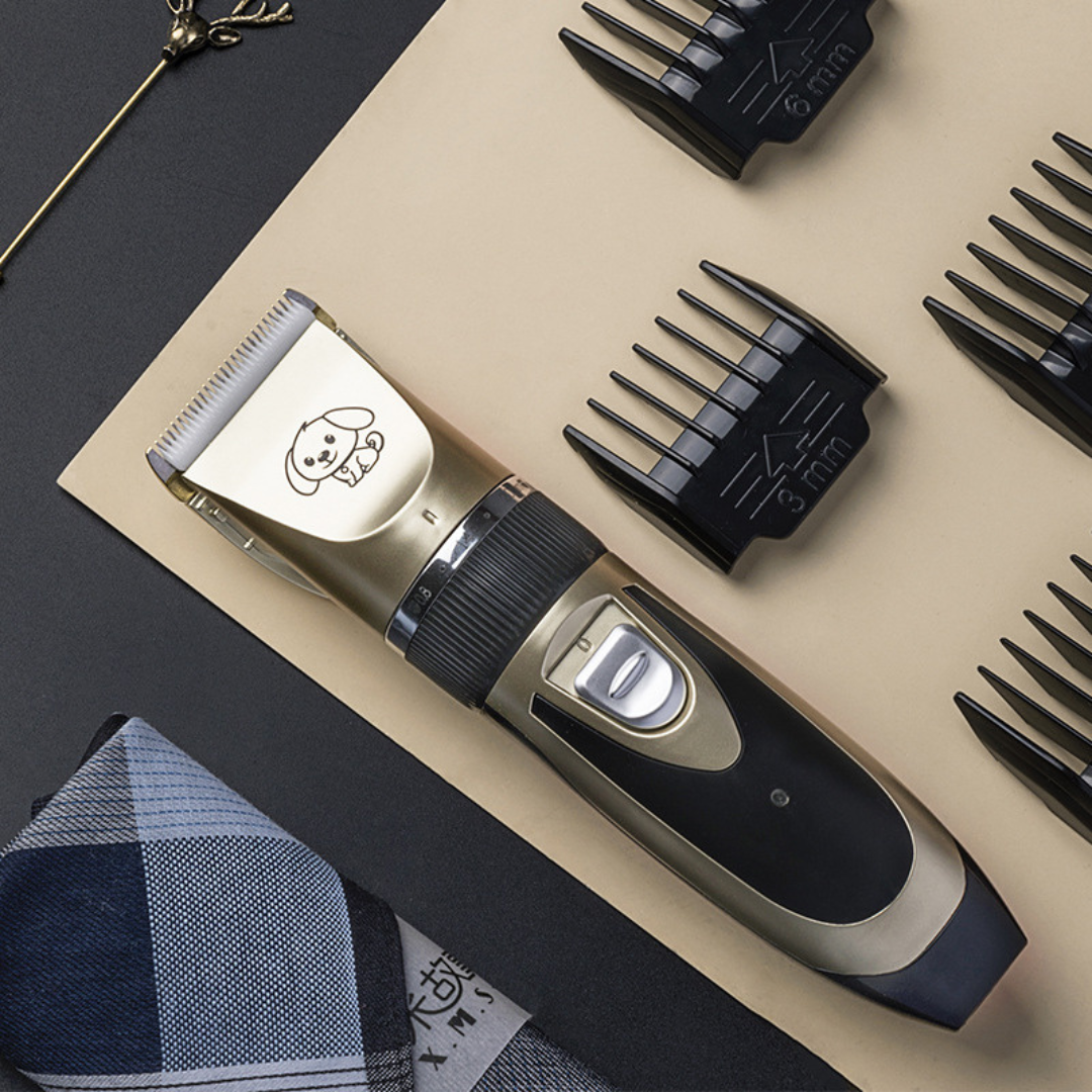 Silent Dog Grooming Trimmer Set with Adjustable Combs