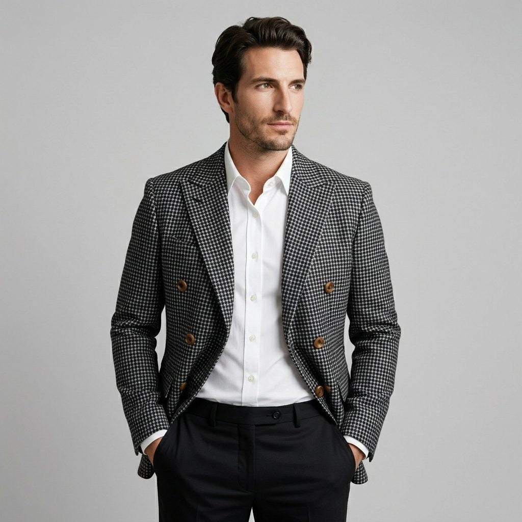 Slim Fit Double-Breasted Blazer for Men