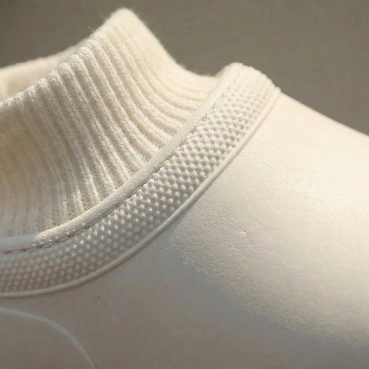 Slip-On Clogs with Knitted Ankle Cuff