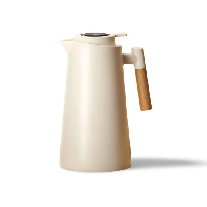 Smart Insulated Thermos Jug with Digital Temperature Display & Wooden Handle