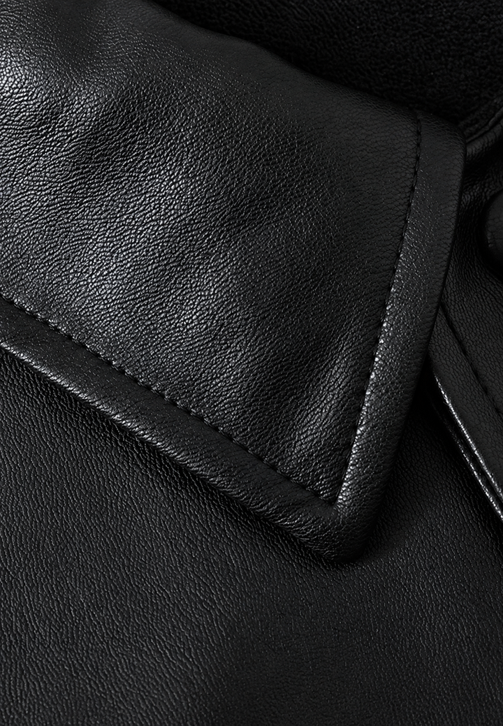 Oversized Faux Leather Jacket with Pockets - Thaïs