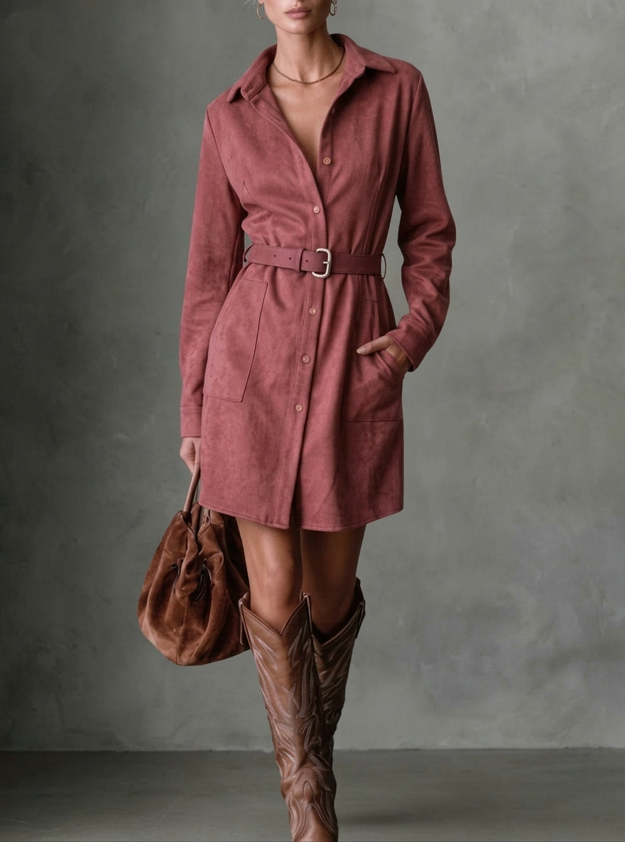 SELENE SUEDE MIDI COAT DRESS