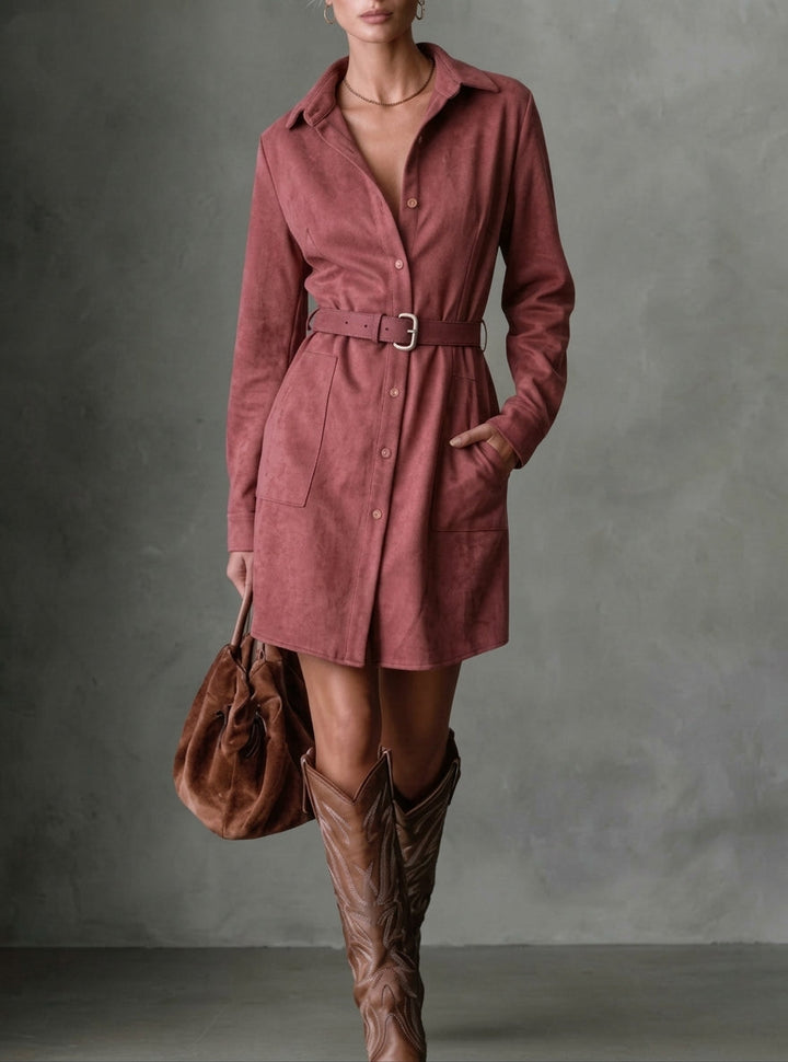 SELENE SUEDE MIDI COAT DRESS