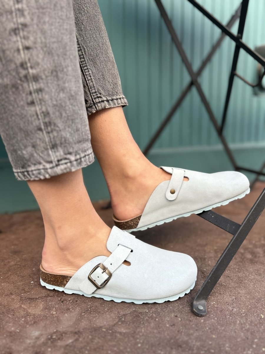 Solal – Women's Suede Mules with Comfortable Cork and Leather Sole