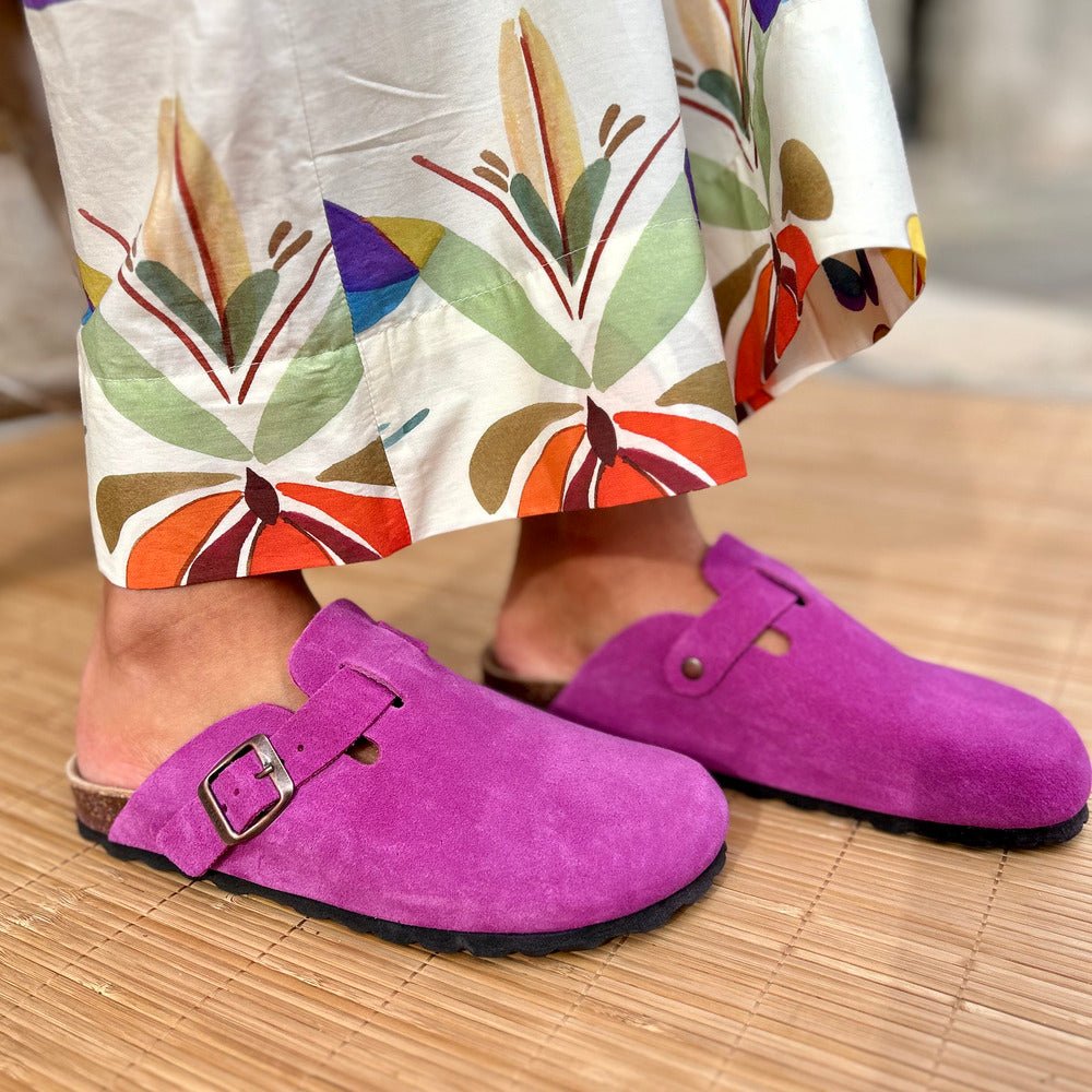 Solal – Women's Suede Mules with Comfortable Cork and Leather Sole