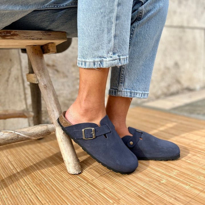 Solal – Women's Suede Mules with Comfortable Cork and Leather Sole