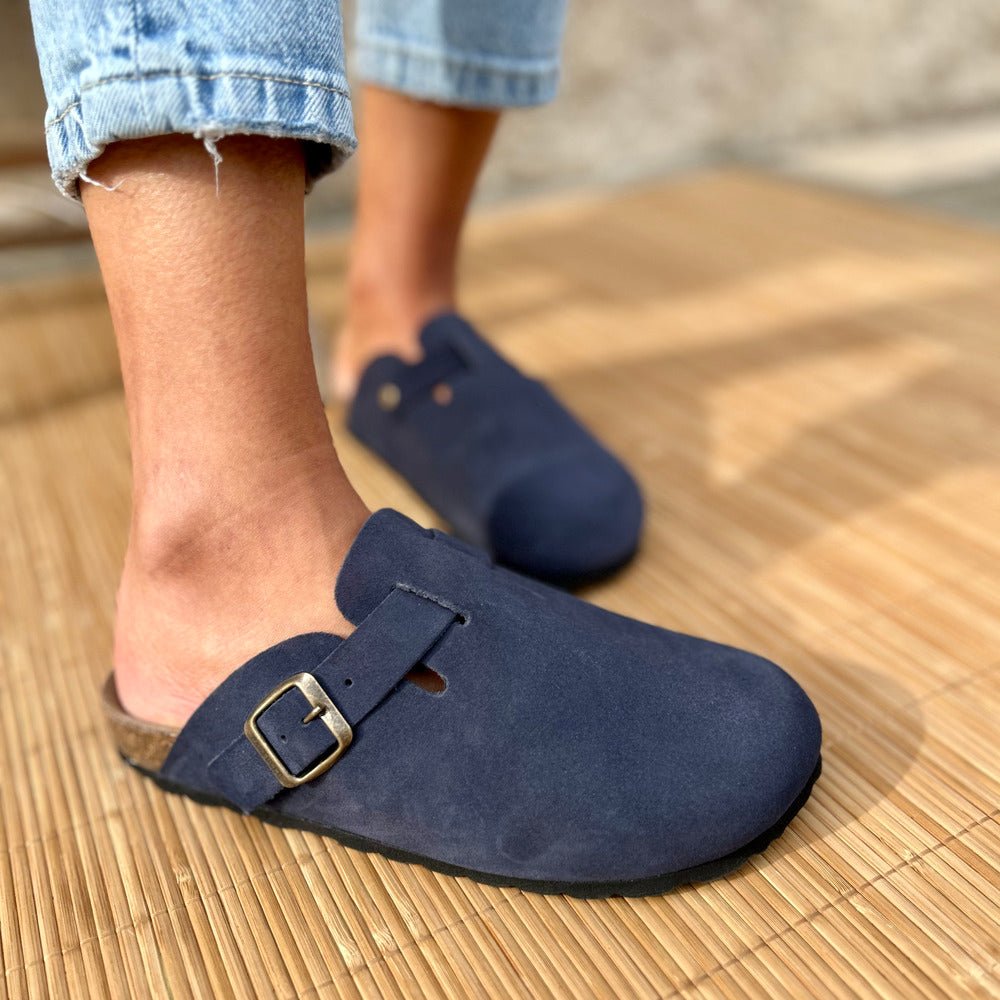 Solal – Women's Suede Mules with Comfortable Cork and Leather Sole
