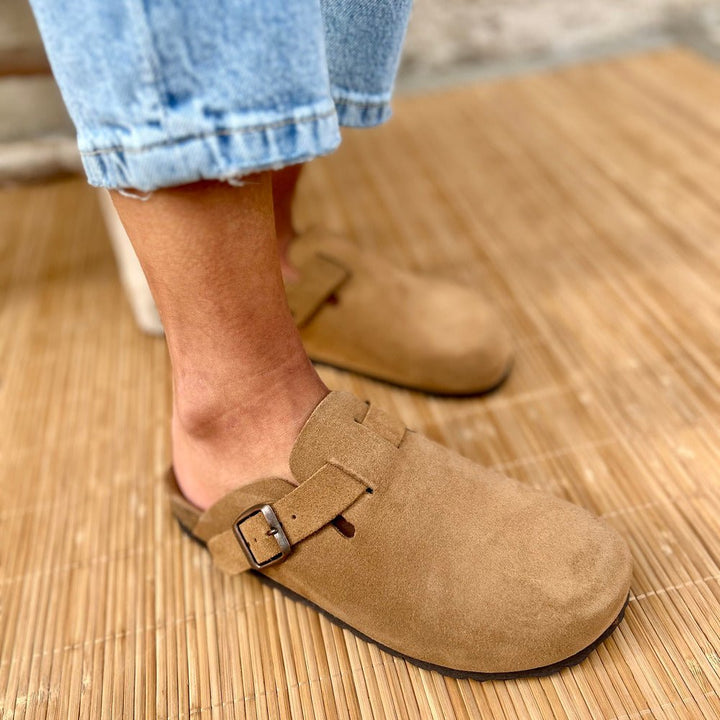 Solal – Women's Suede Mules with Comfortable Cork and Leather Sole