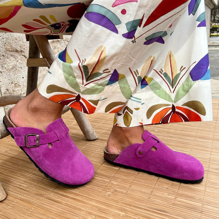 Solal – Women's Suede Mules with Comfortable Cork and Leather Sole