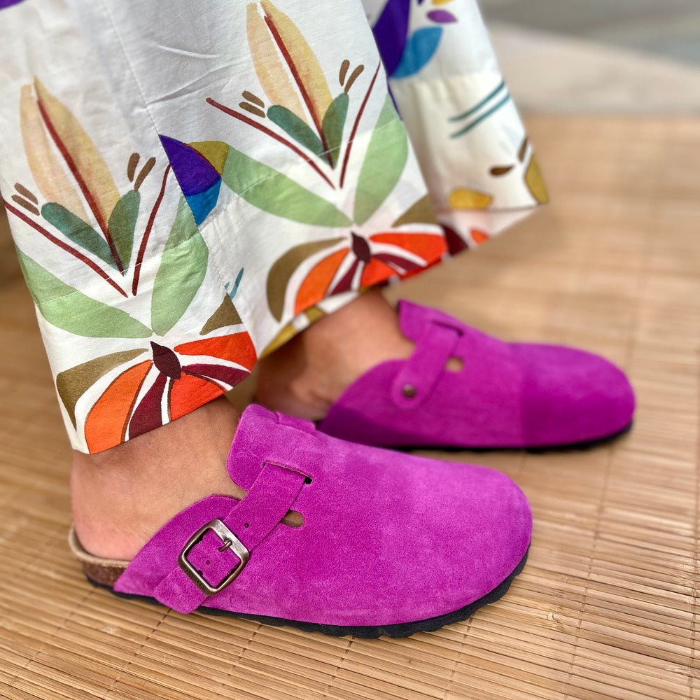 Solal – Women's Suede Mules with Comfortable Cork and Leather Sole