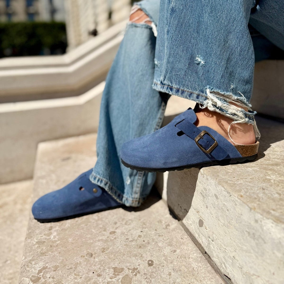 Solal – Women's Suede Mules with Comfortable Cork and Leather Sole