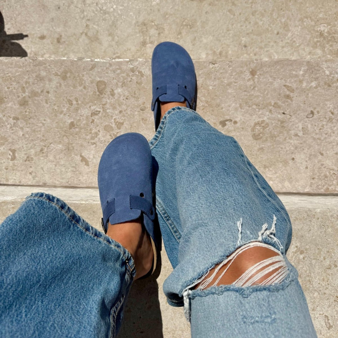 Solal – Women's Suede Mules with Comfortable Cork and Leather Sole