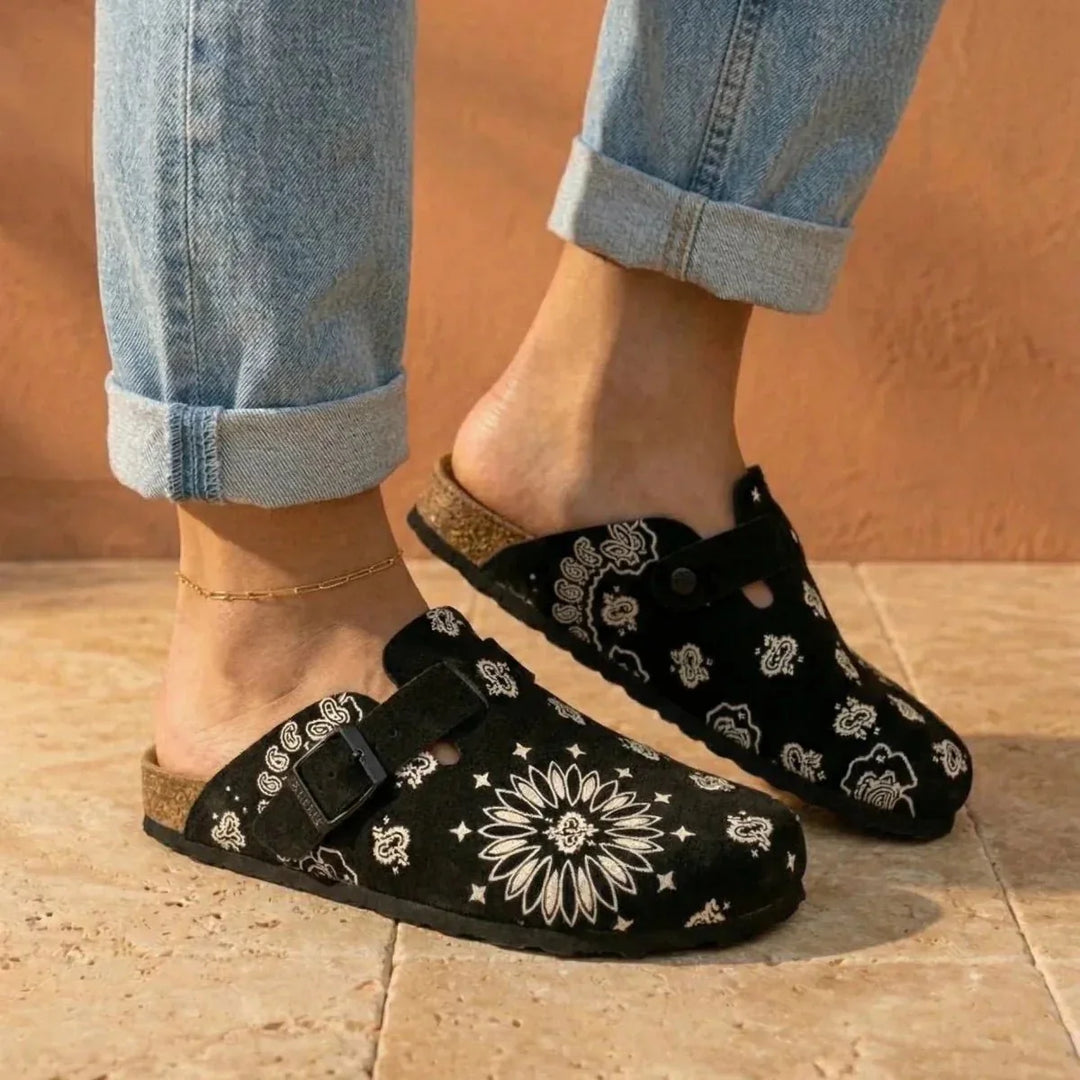 Solal – Women's Suede Mules with Comfortable Cork and Leather Sole