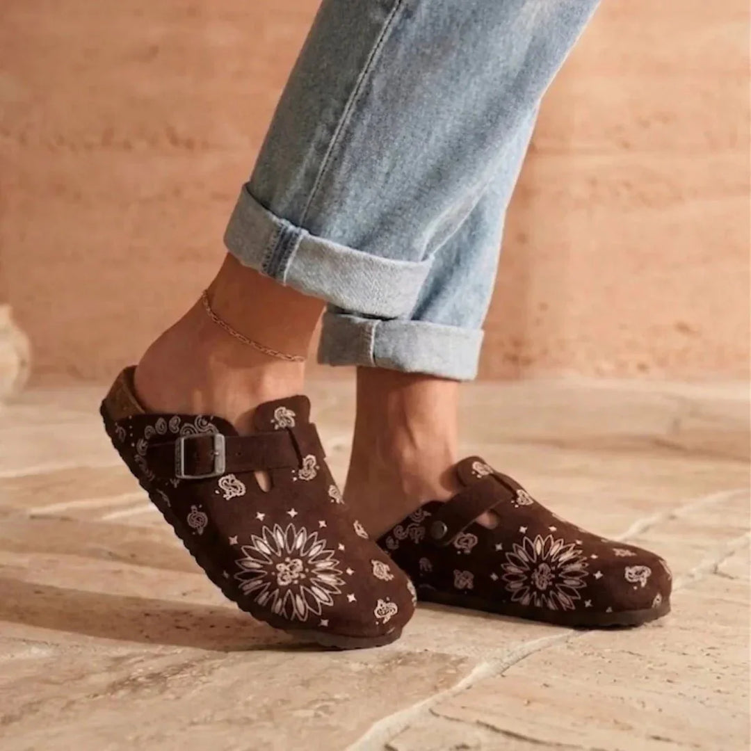 Solal – Women's Suede Mules with Comfortable Cork and Leather Sole