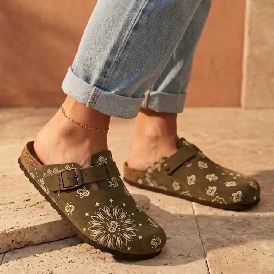 Solal – Women's Suede Mules with Comfortable Cork and Leather Sole